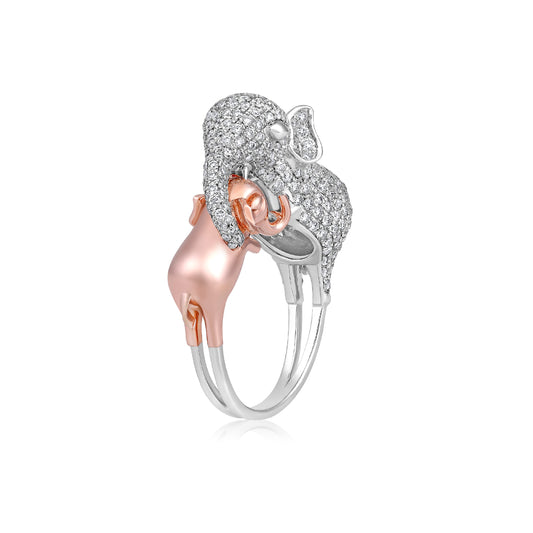 Mother Elephant's Embrace - Diamond Statement Ring