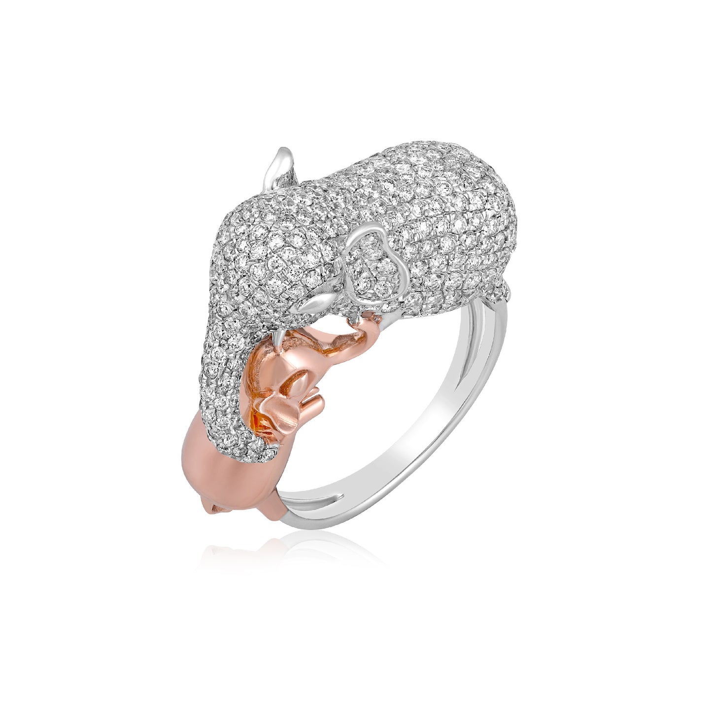 Mother Elephant's Embrace - Diamond Statement Ring