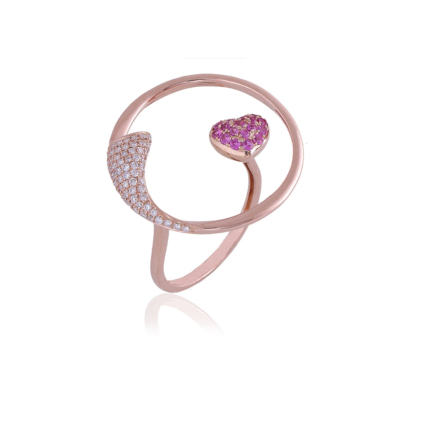 Pink Sapphire Heart Diamond Ring