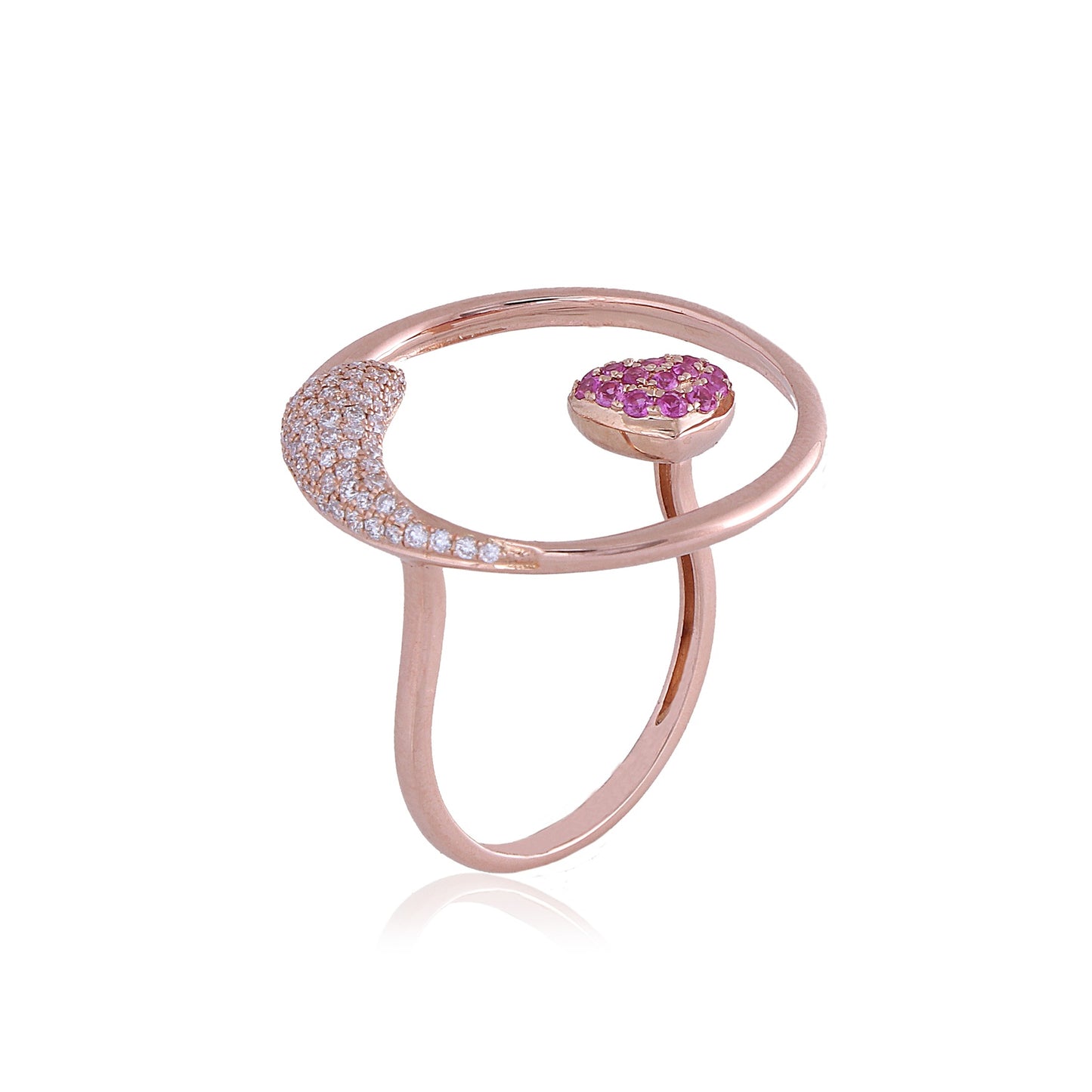 Pink Sapphire Heart Diamond Ring