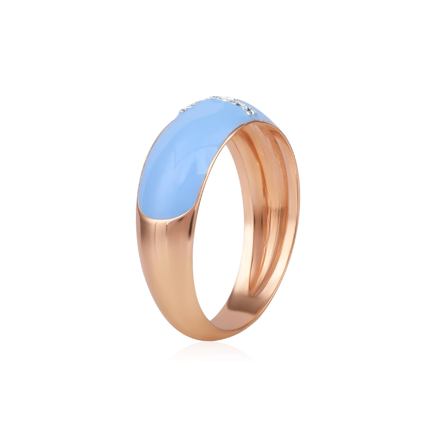 Blue Enamel T Initial Diamond Ring
