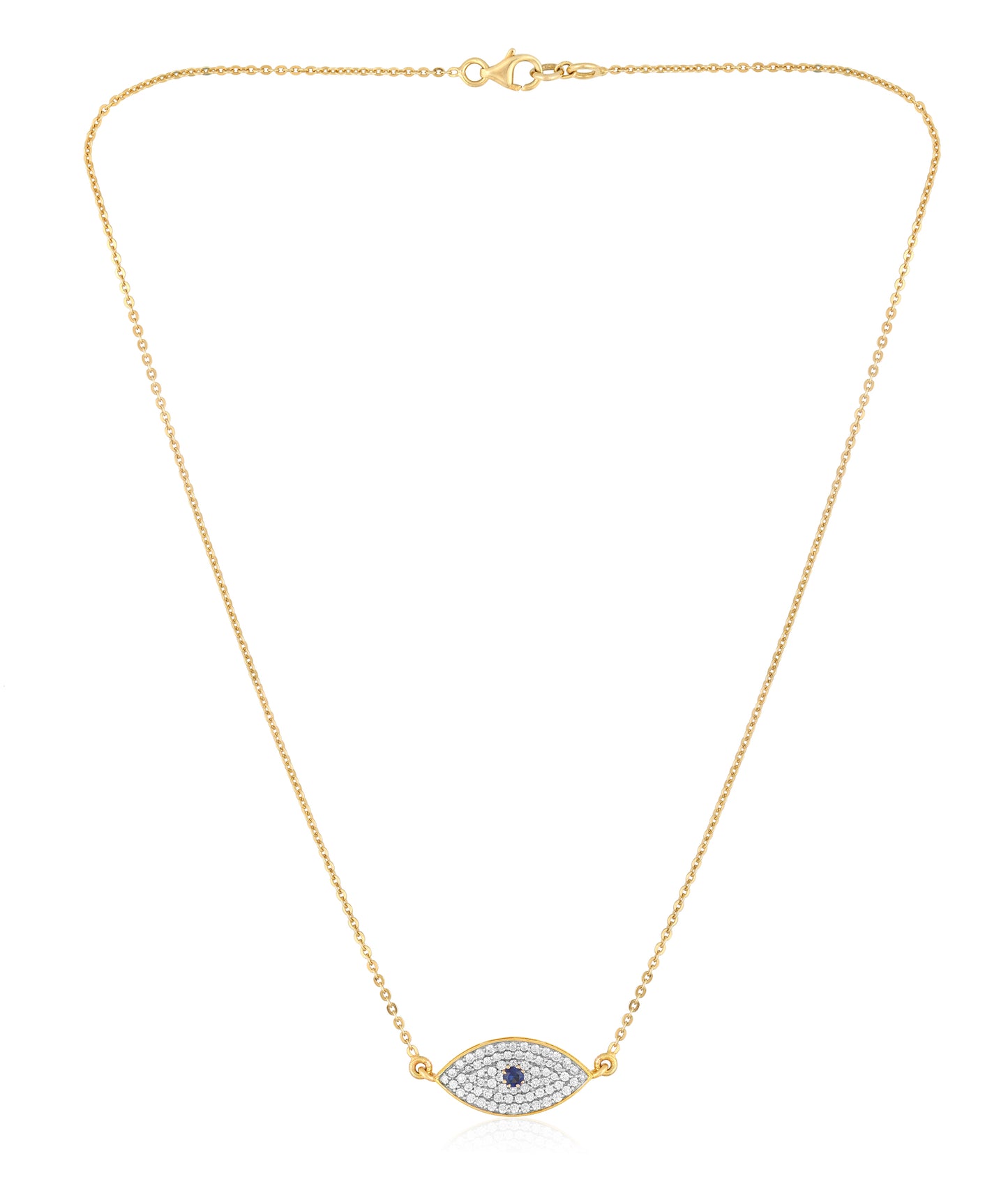 Yellow Evil Eye Diamond Pendant with Chain