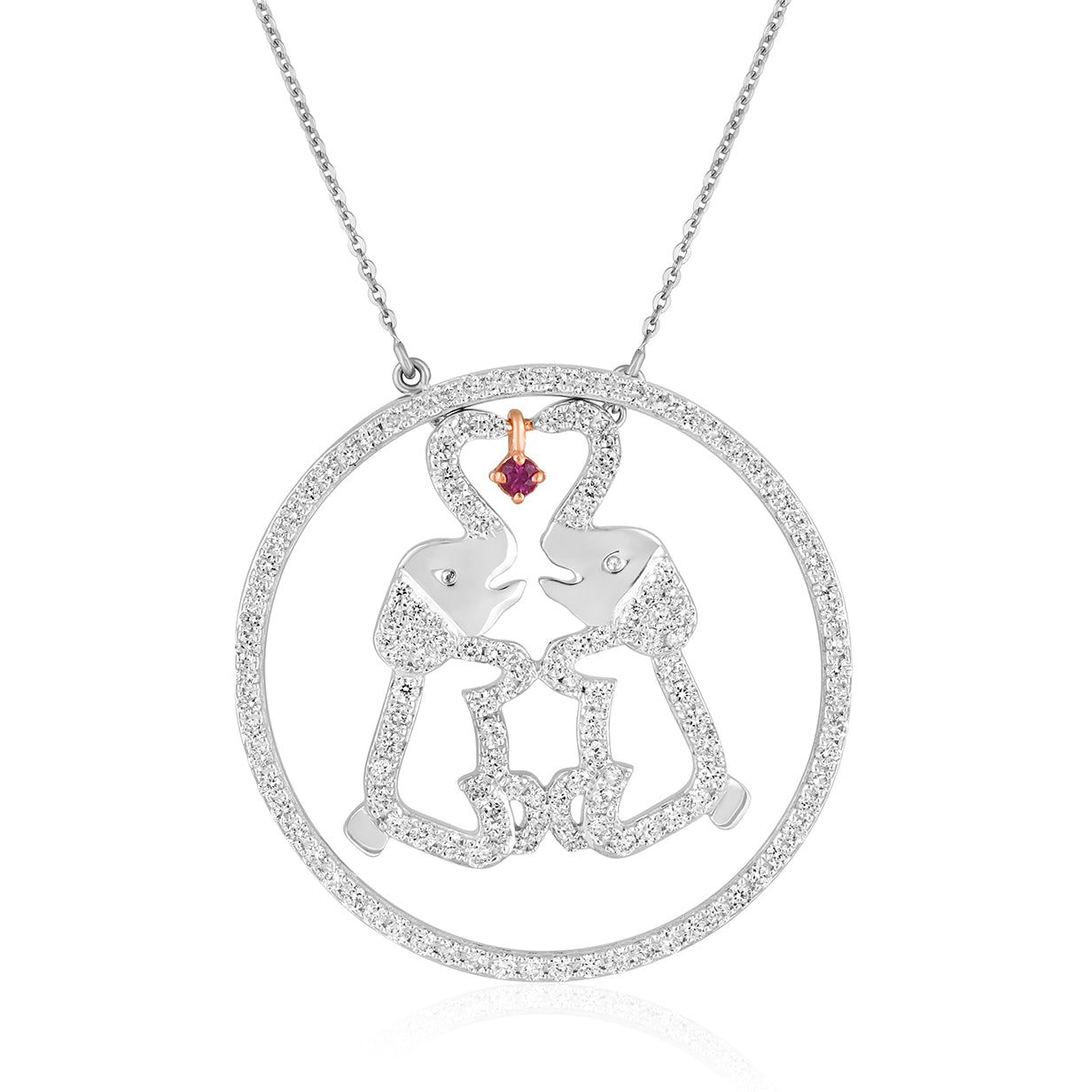 Elephant's Embrace Pendant with Chain